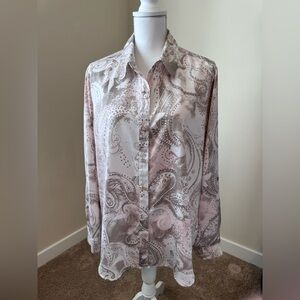 Chico's Soft Pink and Taupe Paisley Shirt